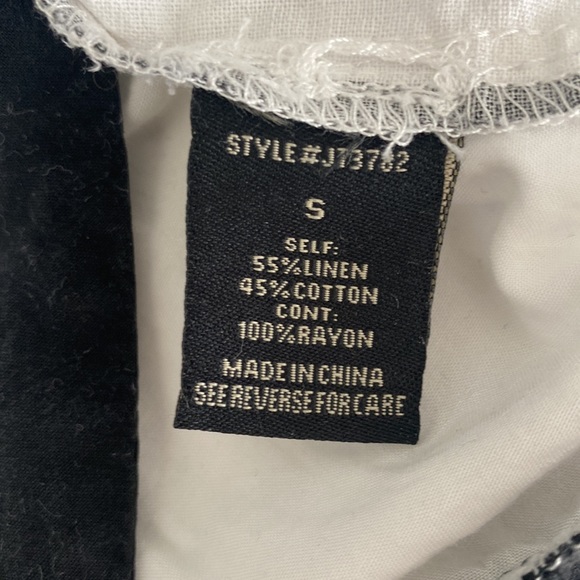 Unique Black and White Striped Asymmetrical Linen Blend Cropped Top - Picture 7 of 10